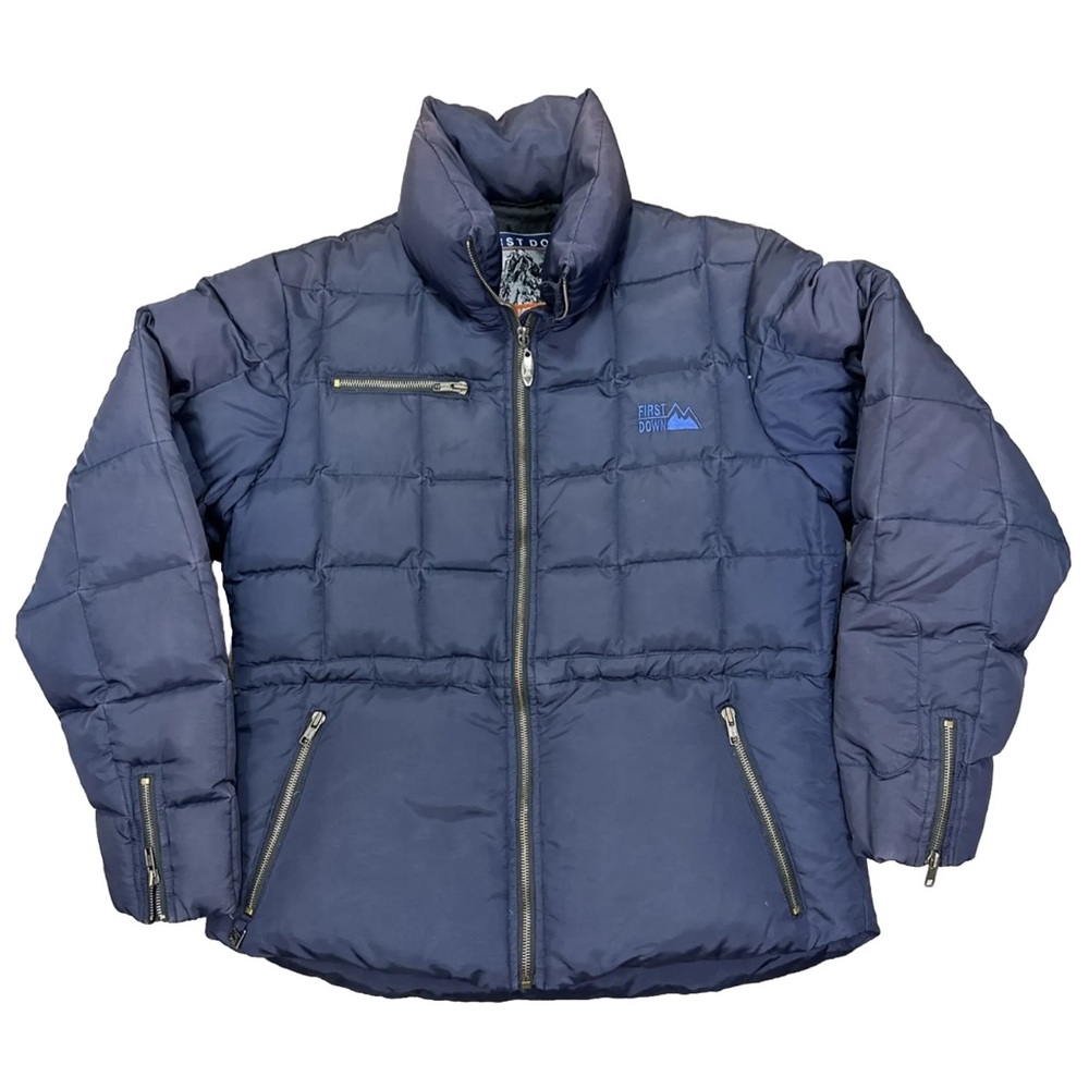 First Down Sixty Four Puffer Jacket Navy Blue Full Zip Coat Women’s Size Medium